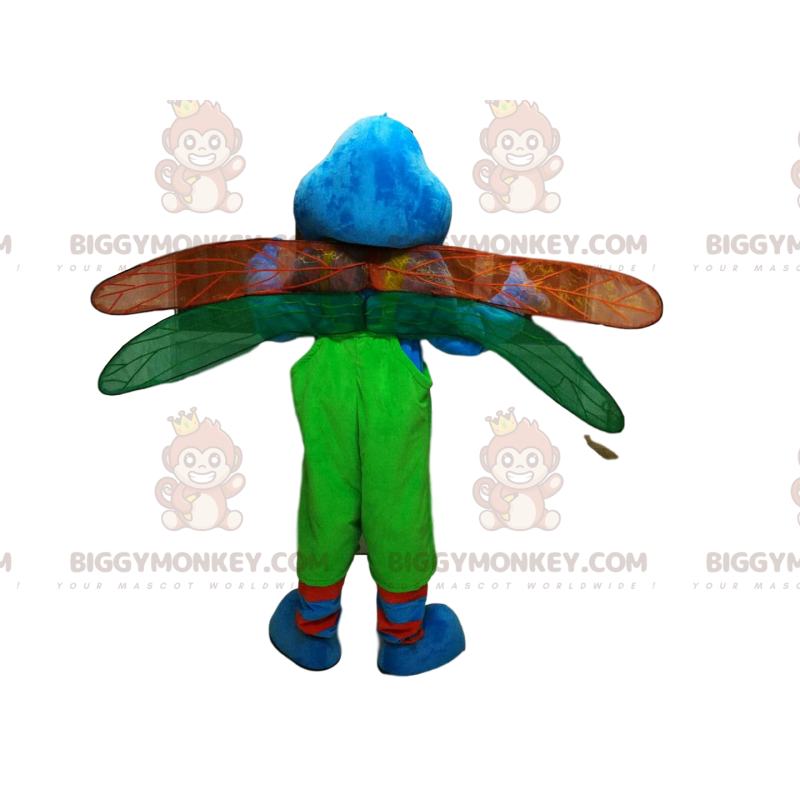 Disfraz de mascota BIGGYMONKEY™ de libélula azul con mono verde