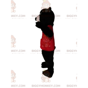 Brown Bear BIGGYMONKEY™ maskottiasu punaisella jerseyllä -