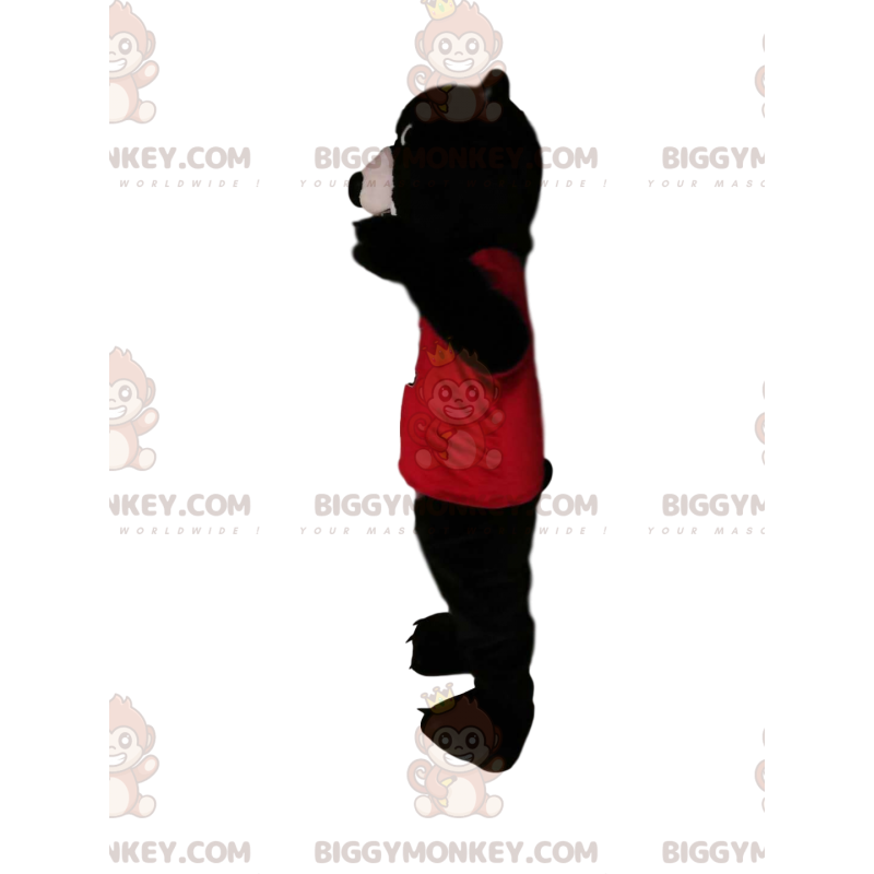 Στολή μασκότ καφέ αρκούδας BIGGYMONKEY™ με κόκκινη φανέλα -