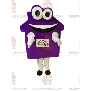 Purple house BIGGYMONKEY™ mascot costume with big eyes and a