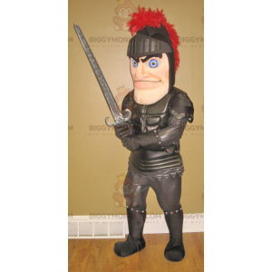 Costume da mascotte da cavaliere BIGGYMONKEY™ con armatura nera