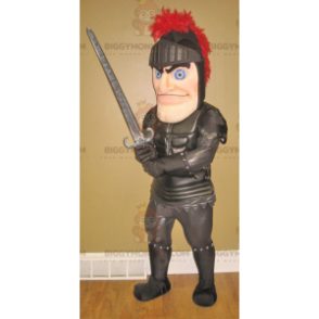 Costume da mascotte da cavaliere BIGGYMONKEY™ con armatura nera
