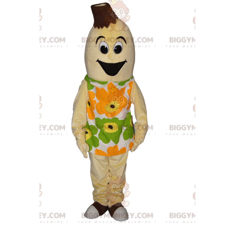 Very Happy Banana BIGGYMONKEY™ Mascot Costume With Floral Dress
