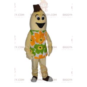Sehr glückliches Bananen-BIGGYMONKEY™-Maskottchen-Kostüm mit