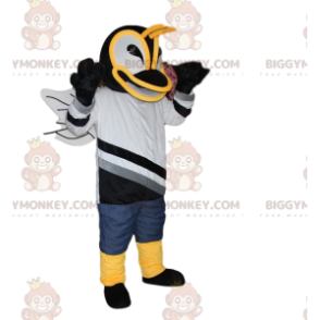 BIGGYMONKEY™ Bumblebee Mascot -asu mustavalkoisella trikoolla -