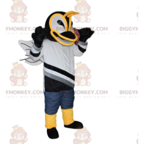 BIGGYMONKEY™ Costume da mascotte calabrone con jersey bianco e