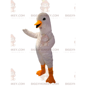 White Goose BIGGYMONKEY™ Maskottchen-Kostüm mit wunderschönem