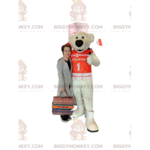 BIGGYMONKEY™ Maskottchen-Kostüm aus beigefarbenem Bären mit