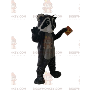 Disfraz de mascota mapache negro y gris BIGGYMONKEY™ -