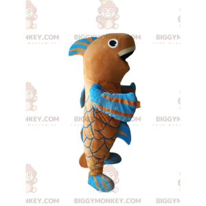 Costume da mascotte BIGGYMONKEY™ pesce marrone e blu molto