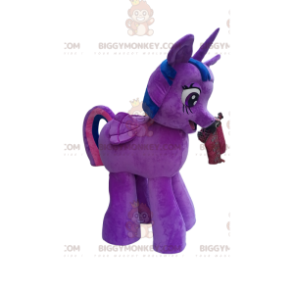 BIGGYMONKEY™ Costume da mascotte unicorno viola e blu -