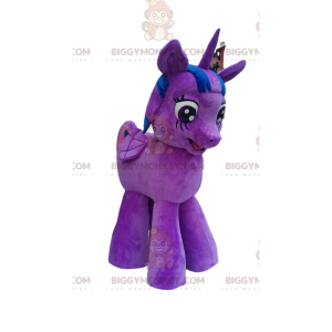 BIGGYMONKEY™ Costume da mascotte unicorno viola e blu -