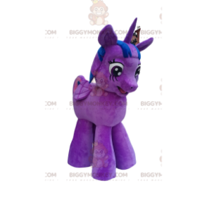 BIGGYMONKEY™ Costume da mascotte unicorno viola e blu -