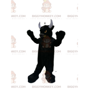 BIGGYMONKEY™ Mascot Costume Very Bestial Black Bull With Fire