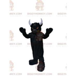 BIGGYMONKEY™ Mascot Costume Very Bestial Black Bull With Fire