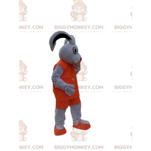 Wit konijn BIGGYMONKEY™ mascottekostuum met oranje sportkleding