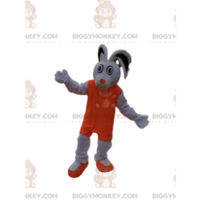 Hvid kanin BIGGYMONKEY™ maskotkostume med orange sportstøj -