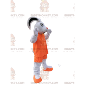 Vit kanin BIGGYMONKEY™ maskotdräkt med orange sportkläder -