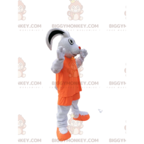 Wit konijn BIGGYMONKEY™ mascottekostuum met oranje sportkleding