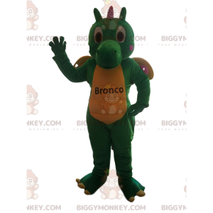 Disfraz de mascota dragón verde y amarillo BIGGYMONKEY™ -