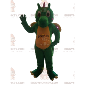 Costume de mascotte BIGGYMONKEY™ de dragon vert et jaune -