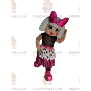 Traje de mascote de menina BIGGYMONKEY™ com penteado prateado –