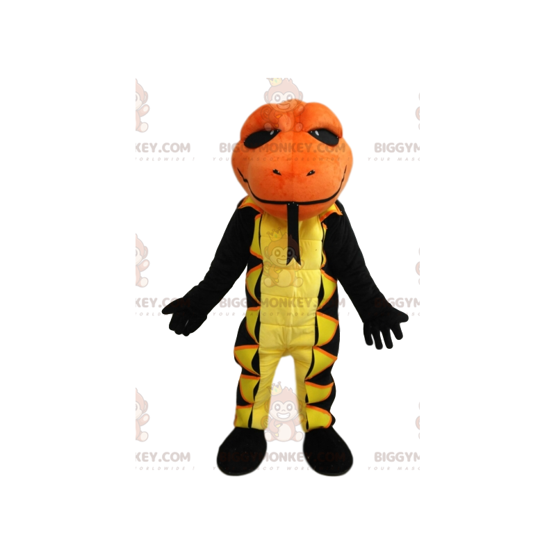 BIGGYMONKEY™ Mascottekostuum Geel met zwarte salamander met