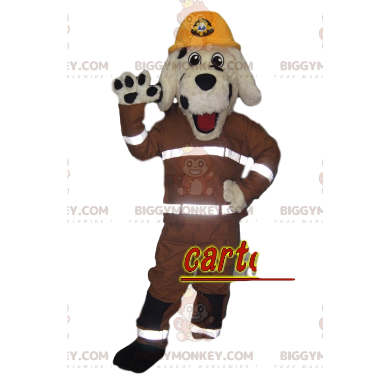 BIGGYMONKEY™ Mascot Costume White and Black Dog with