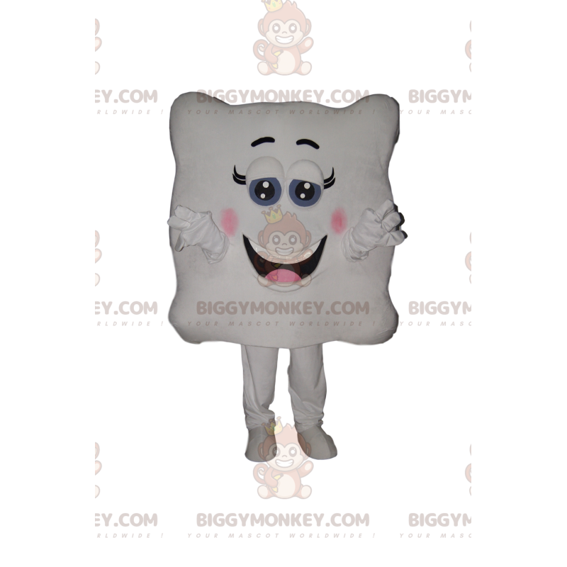 BIGGYMONKEY™ mascot costume of very smiling white square with