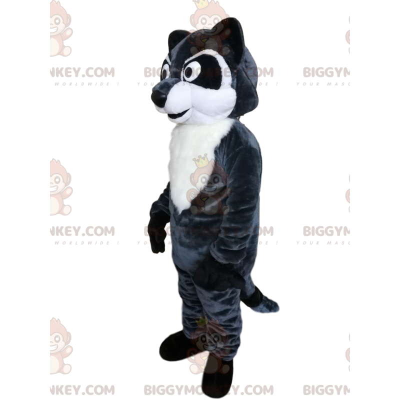 Traje de mascote de guaxinim BIGGYMONKEY™ com olhos intensos e