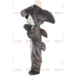 Costume mascotte BIGGYMONKEY™ squalo grigio e bianco molto