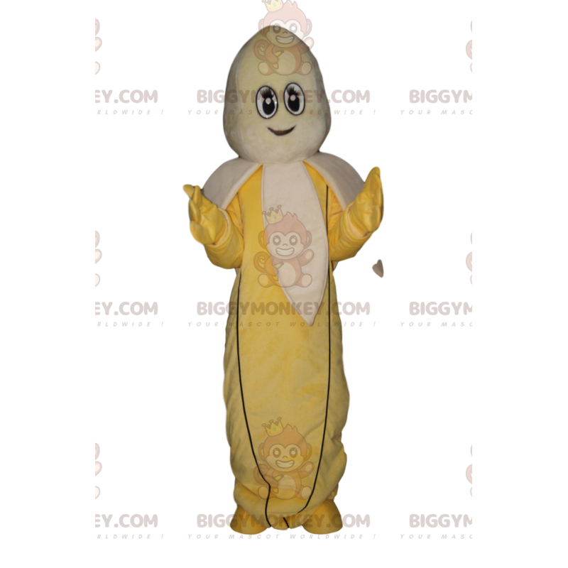 Kostým maskota Banana BIGGYMONKEY™ s roztomilým pohledem a