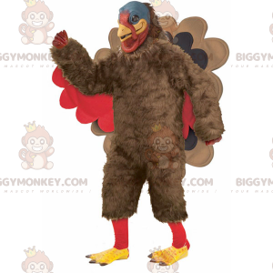 BIGGYMONKEY™ Brown Red and Black Turkey Mascot Costume -