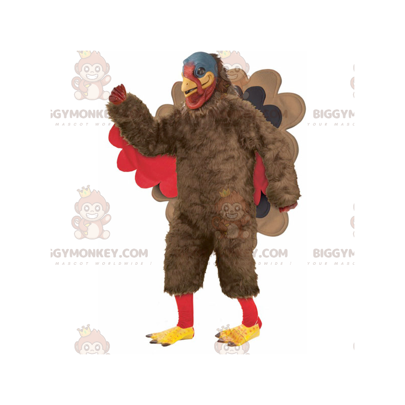 Disfraz de mascota de pavo marrón, rojo y negro BIGGYMONKEY™ -