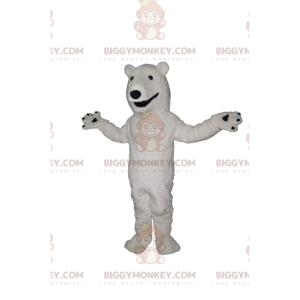 Isbjörn BIGGYMONKEY™ maskotdräkt med ett stort flin -
