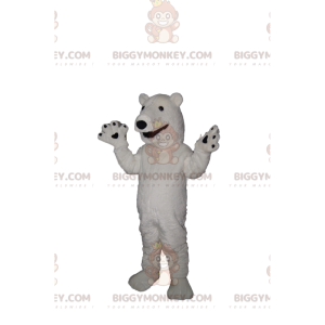 Polar Bear BIGGYMONKEY™ Mascot Costume With A Big Grin –