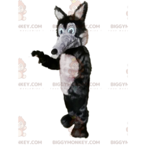 BIGGYMONKEY™ Mascot Costume Gray and Black Wolf with Long