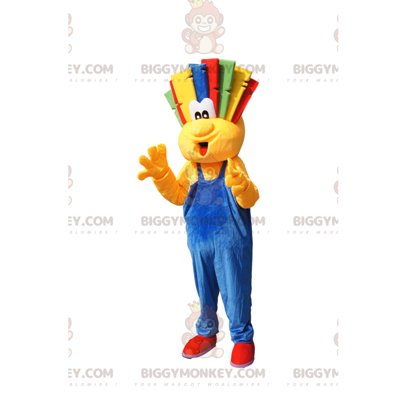 Traje de mascote BIGGYMONKEY™ Homem amarelo com corte de cabelo