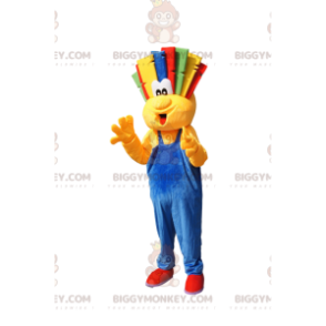 Traje de mascote BIGGYMONKEY™ Homem amarelo com corte de cabelo