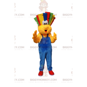 Traje de mascote BIGGYMONKEY™ Homem amarelo com corte de cabelo