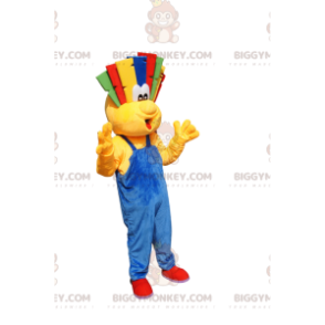 Traje de mascote BIGGYMONKEY™ Homem amarelo com corte de cabelo