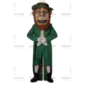 BIGGYMONKEY™ maskotkostume af glad leprechaun med smukt rødt