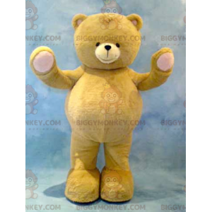 BIGGYMONKEY™ groot geel en roze teddybeer mascottekostuum -