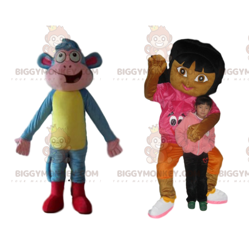 BIGGYMONKEY™ Dora ja Shipper Mascot Costume Duo, Dora the