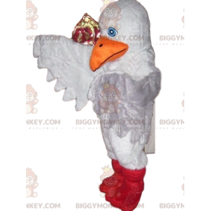 Costume de mascotte BIGGYMONKEY™ d'oiseau blanc avec un grand