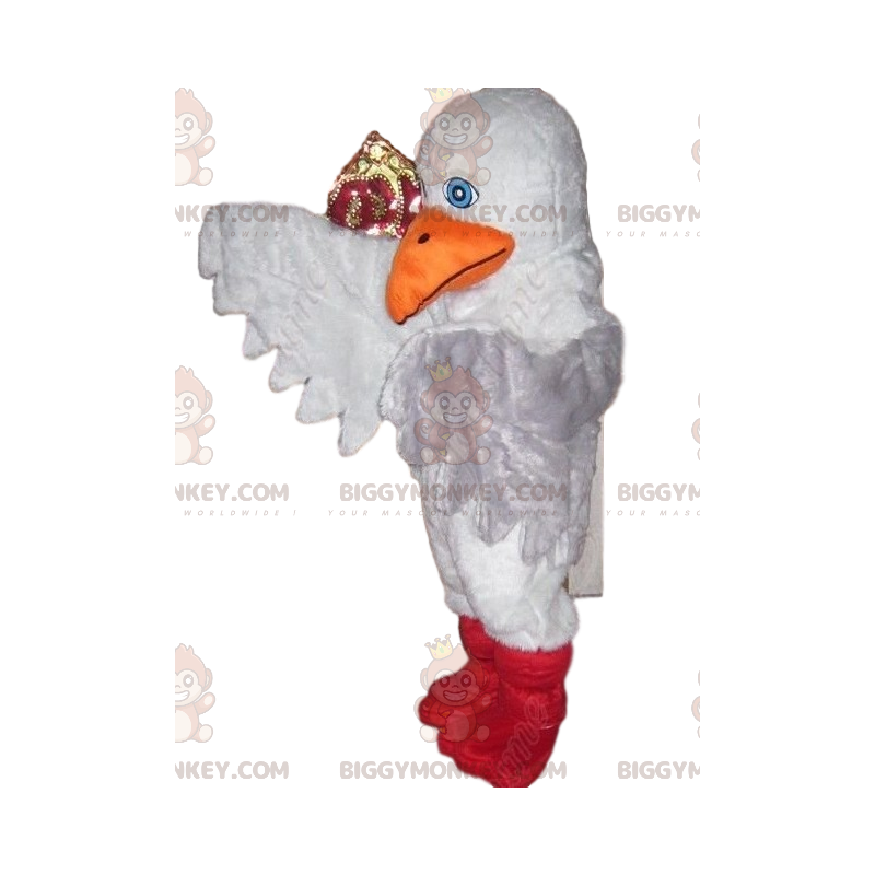 BIGGYMONKEY™ Mascot Costume of White Bird with Big Orange Beak