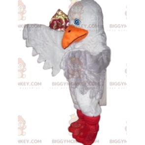 BIGGYMONKEY™ Costume da mascotte di uccello bianco con grande