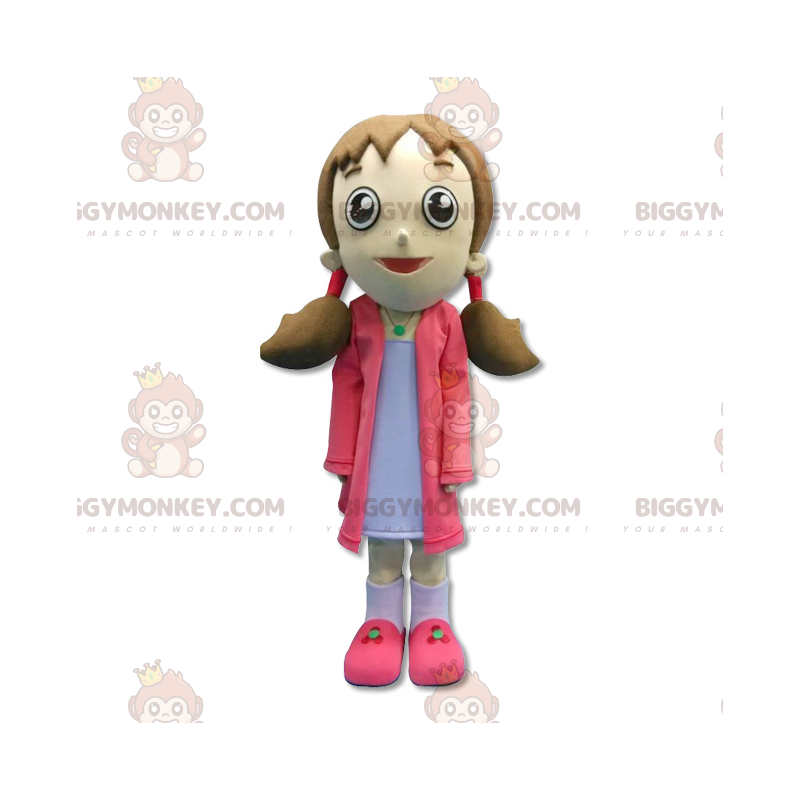 Costume de mascotte BIGGYMONKEY™ de fillette avec des couettes