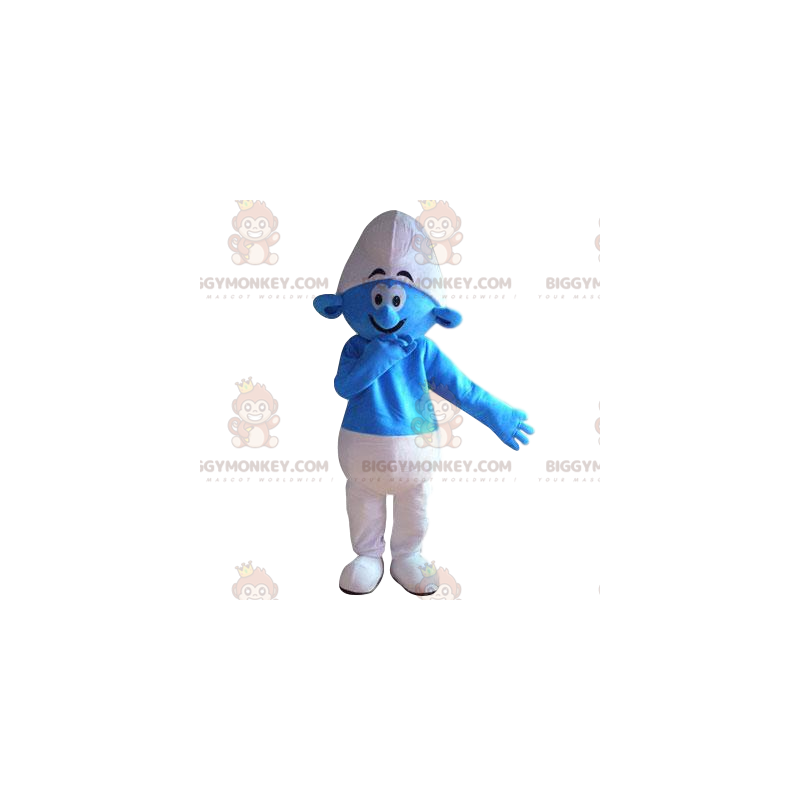BIGGYMONKEY™ costume da mascotte puffo blu e bianco con un
