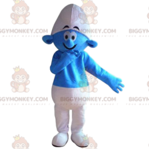 BIGGYMONKEY™ costume da mascotte puffo blu e bianco con un